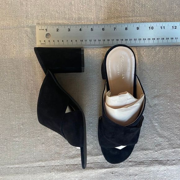 Cole Haan | Gabby Sandals Women's Size 9.5 B Black Suede Open Toe Casual Pump - Picture 7 of 12